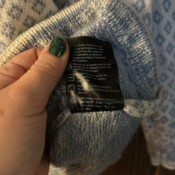 Dale of Norway Sunniva Sweater Baby Blue White Zip Up Cardigan Wool Fair Isle XL - Picture 9 of 11